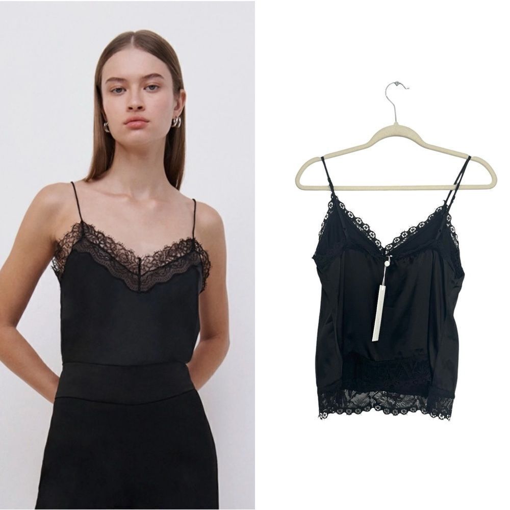 NWT Jonathan Simkhai Silk Lace Trim Camisole Tank Top